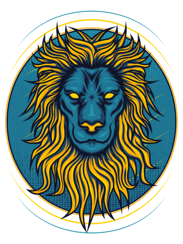 Lion head in serious face