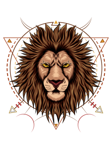 Lion illustration design with sacred geometry.