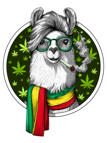 Llama Rastafari Smoking Weed