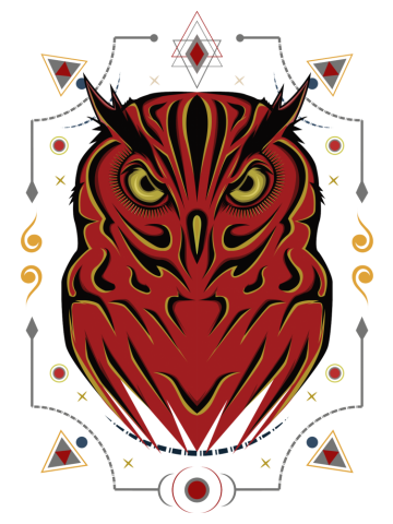 Logo owl vector, illustration owl with spiritual symbol. design for apparel and merchandise.