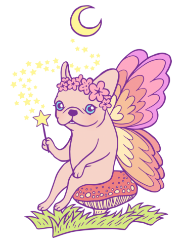 Make a wish while Frenchie fairy is casting a magical spell