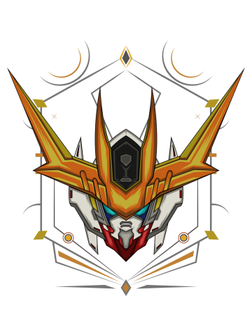 Mecha illustration with ornament background.