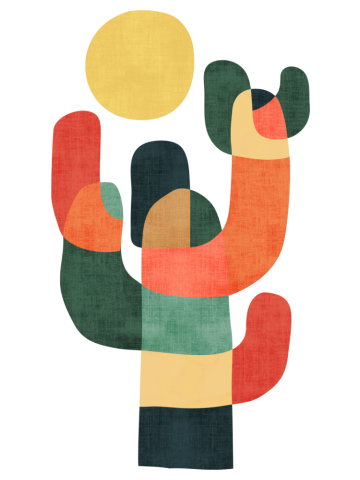 Mid-century saguro cacti