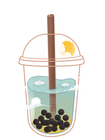 Milk Tea Bubble Tea Sun Art Print