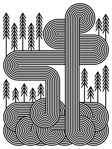 Minimalist Waterfall (black variant)