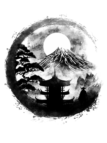 Mt. Fuji and full moon