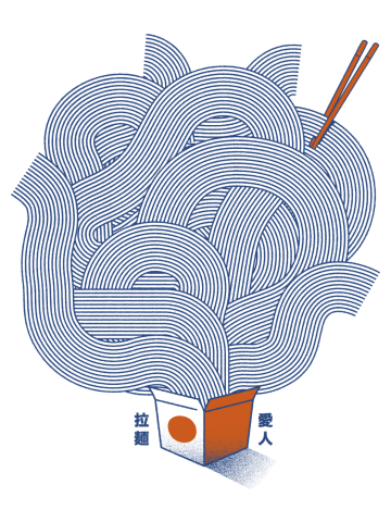 Noodles Minimalist Lines Japanese Food