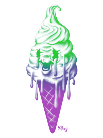 Old Woman Ice Cream : Spring Green/Purple
