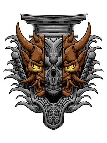 Oni mask and the skull