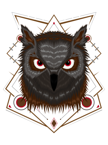 Owl logo set- vector illustrations. Emblem design on geometry background.
