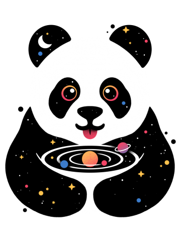 Panda hugging a galaxy