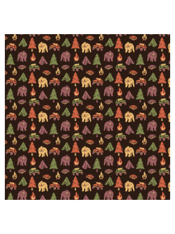 Pattern Camping Tree Fire Smores Tents