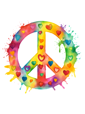 Peace Heart Sign World Vibe Love Hippie Groovy Soul Colorful