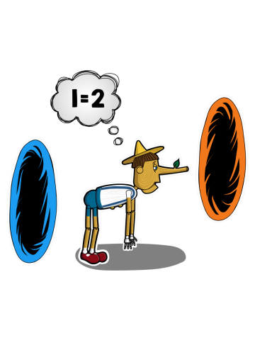 Pinocchio playing Portal