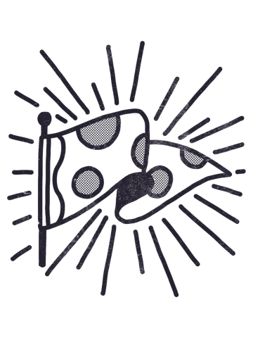 Pizza pennant (b&w version)