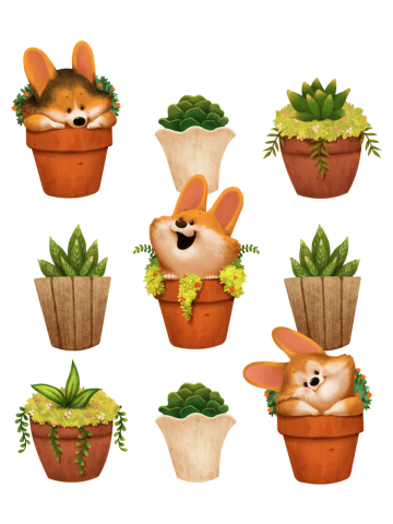 Potted Corgis