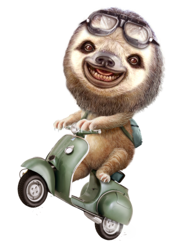 RUNAWAY SLOTH ON SCOOTER