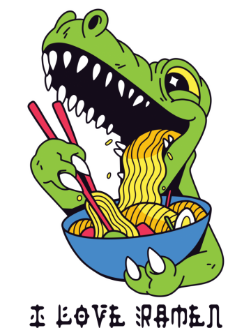 Ramen Noodles Japan Gift T-Rex Dinosaur