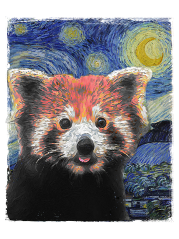 Red Panda is Starring in the Starry Night