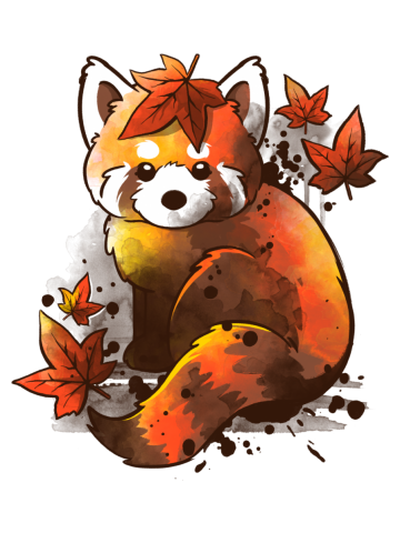 Red panda red leaves
