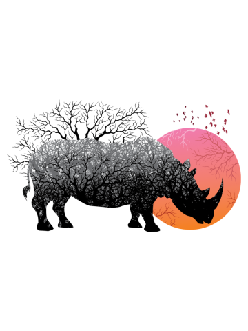Rhino & Tree Sunset