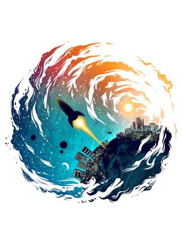 Rocket over the city