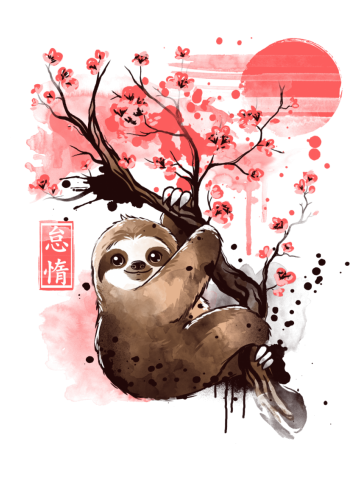 Sakura sloth red sun