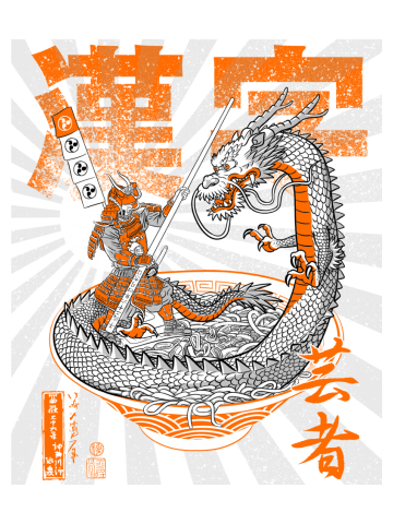 Samurai vs. Dragon over ramen