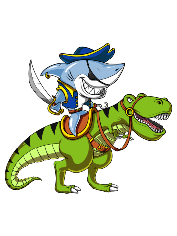 Shark Pirate Riding Dinosaur