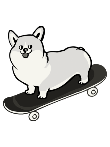 Skateboarding Corgi