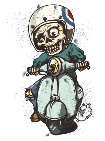 Skeleton Loves Scooter