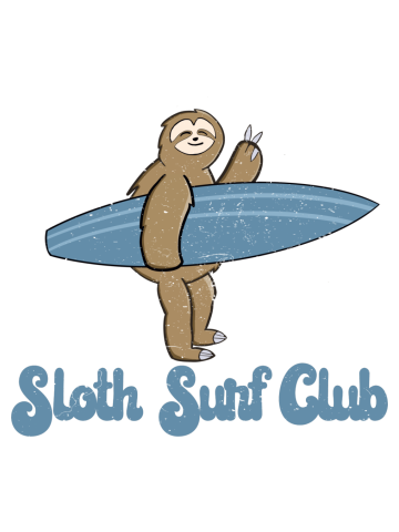 Sloth Surf Club Funny Sloth with Surfboard
