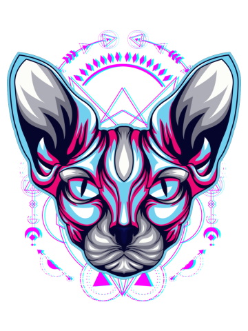 Sphinx cat glitch retro