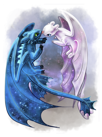 Starry Dragons - Toothless and Light Fury