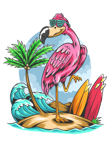 Summer Design Concept Beach Skull Hand Holding A Glass Filled With Sea Waves Coconut Trees And Surf