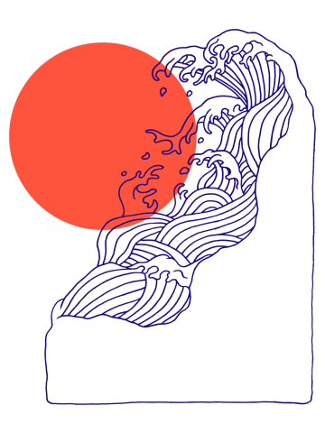 Summer sunset and ocean wave (Blue variant)
