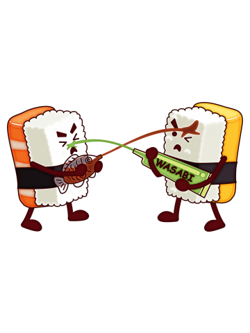 Sushi with soy sauce and wasabi