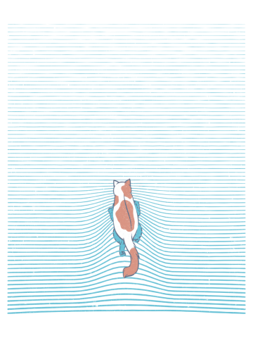 Swimming Cat Summer Blue Lines
