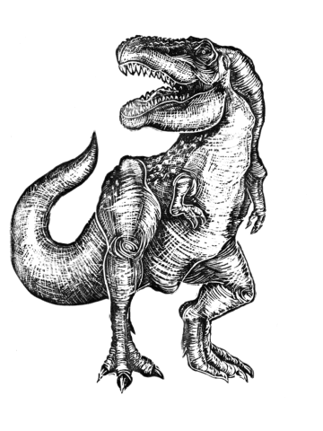 T Rex Block Print