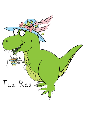 Tea Rex - Tyrannosaurus Rex Dinosaur Drinking Tea