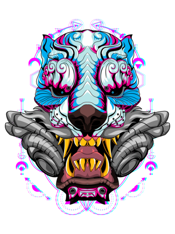 Tiger head face angry