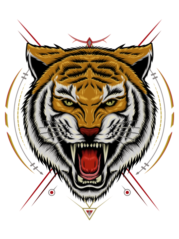 Tiger head illustration. Vector tiger. design for T shirt , mascot, logo team, sport, apparel.