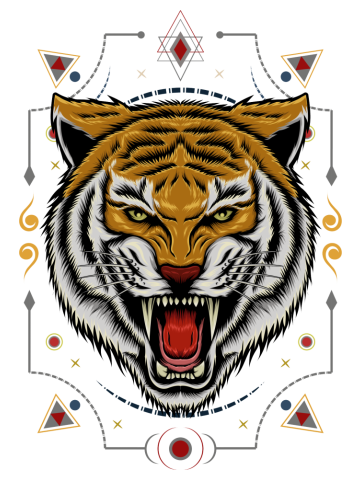Tiger head illustration design. Vector animal design template.
