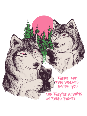 Two Wolves On Their Phones