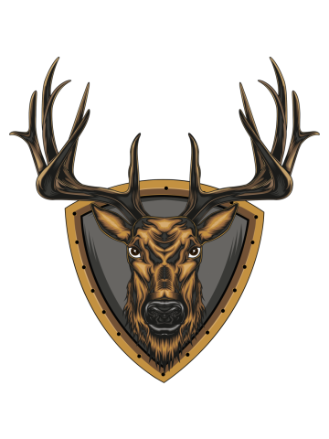 Vector Deer head illustration with ornament design in serious face. T shirt design, LOGO