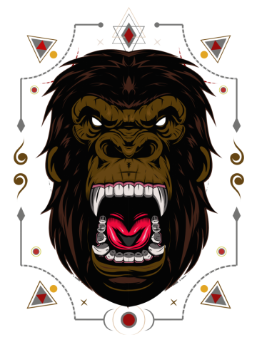 Vector gorilla, Illustration ferocious the gorilla head with sacred geometry, angry gorilla face.