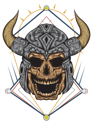 Viking design illustration. skull design template