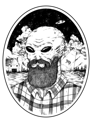Vintage Bearded Alien