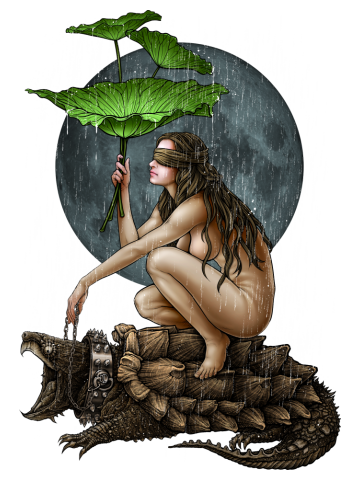 Winya no. 112-2 Woman and her Alligator Snapping Turtle