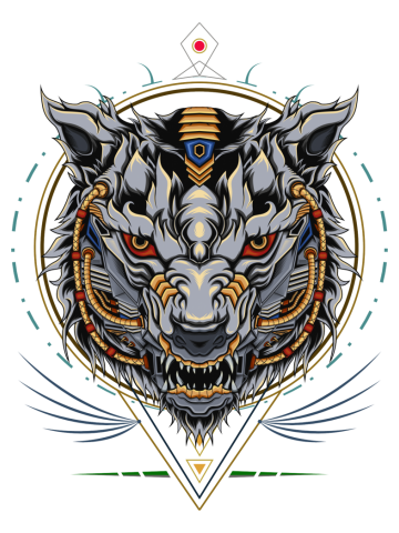 Wolf mecha illustration. angry wolves
